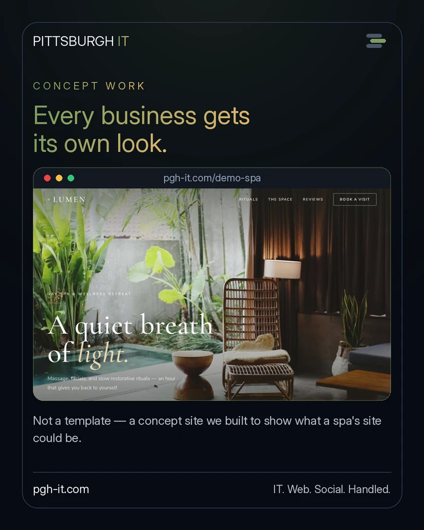 Pittsburgh IT post graphic: This isn't a real client — it's a concept site…
