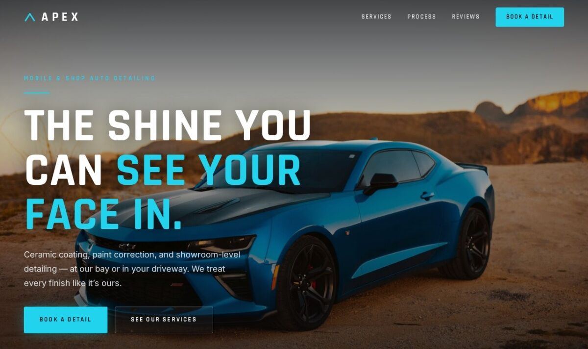 Apex Detailing website design concept