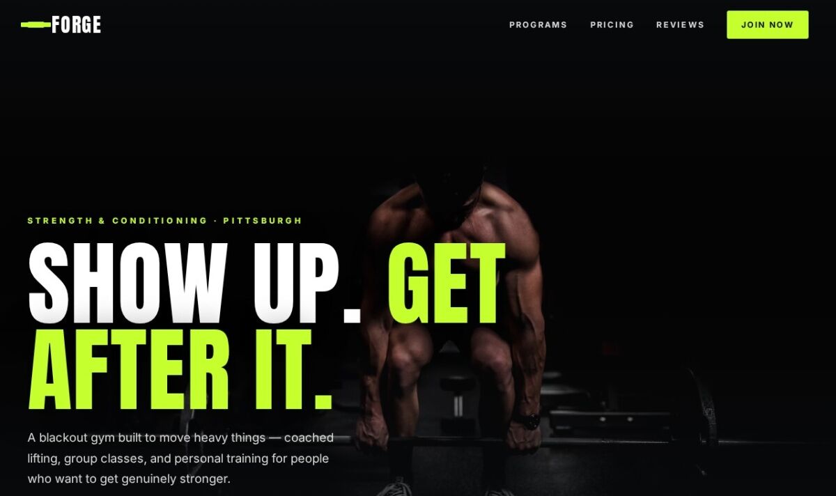 Forge Fitness website design concept