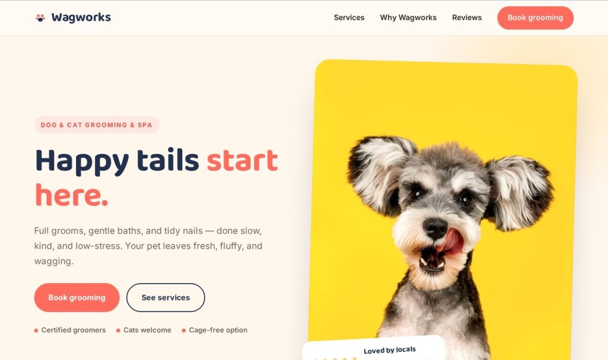 petgrooming website design — concept by Pittsburgh IT