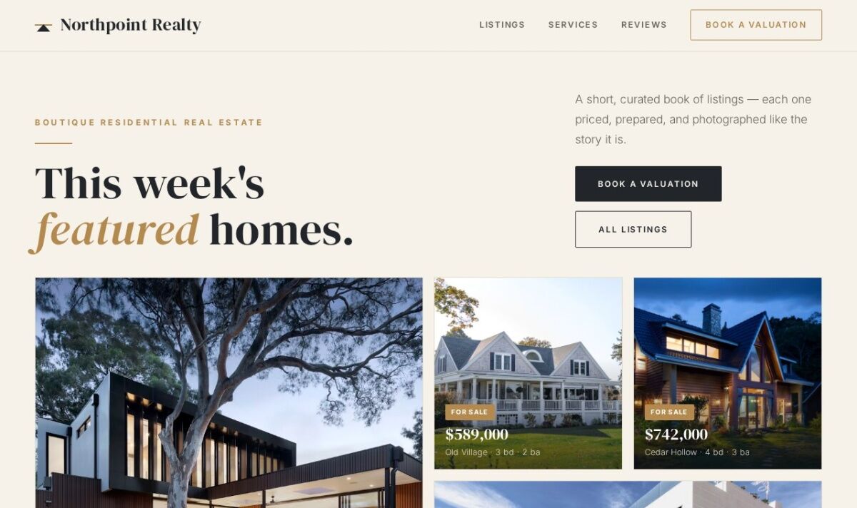 Northpoint Realty website design concept