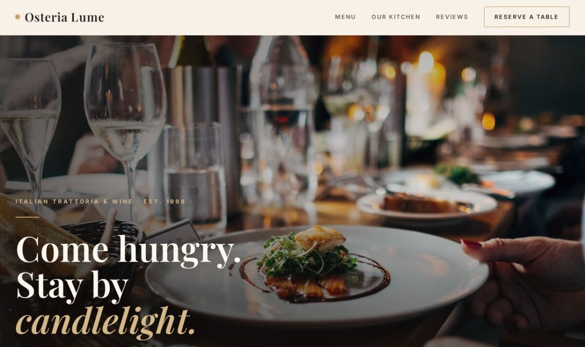 Osteria Lume website design concept