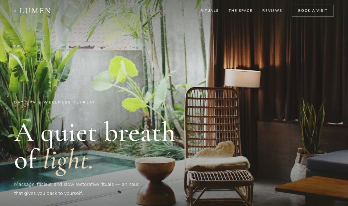 Lumen Day Spa website design concept